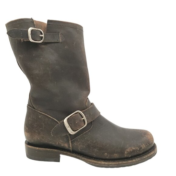 Frye Shoes - New Frye Veronica Moto Boots Womens 7.5 Distressed Black Leather Buckle